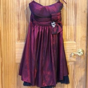 Dress: Burgundy sweetheart neckline